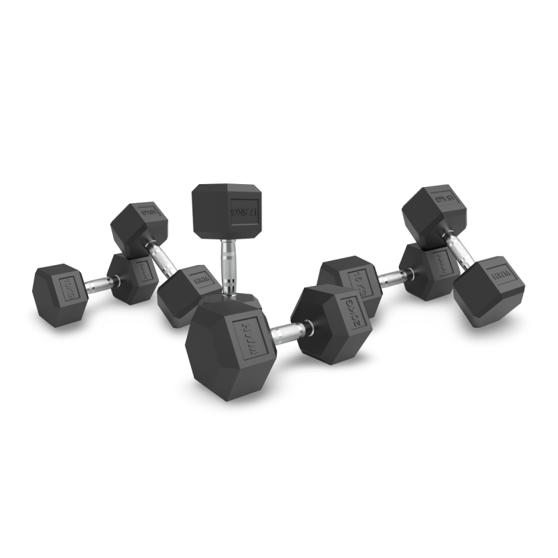 Pack 3 Pares de Mancuernas de Caucho 10-15-20kg | HWM® Pack 3 Pares de Mancuernas de Caucho 10-15-20kg | HWM®