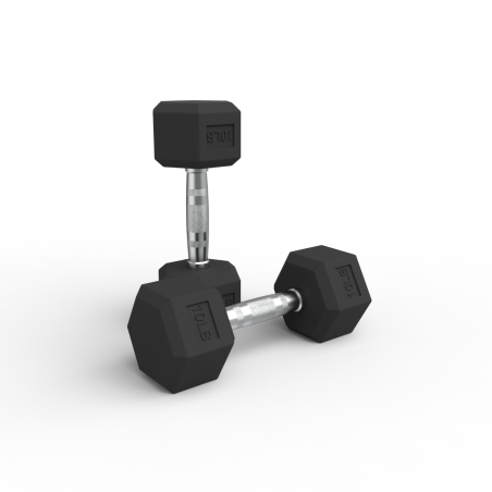 Par Mancuernas Hexagonales de Caucho 10Lbs