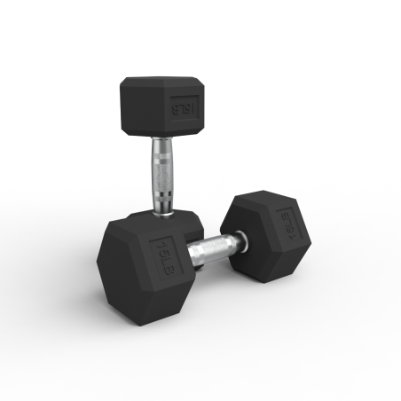 Par Mancuernas Hexagonales de Caucho 15Lbs