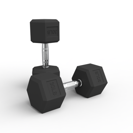 Par Mancuernas Hexagonales de Caucho 30Lbs