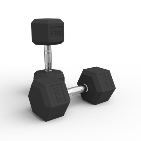 Par Mancuernas Hexagonales de Caucho 35Lbs