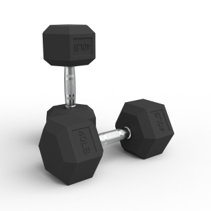 Par Mancuernas Hexagonales de Caucho 40Lbs