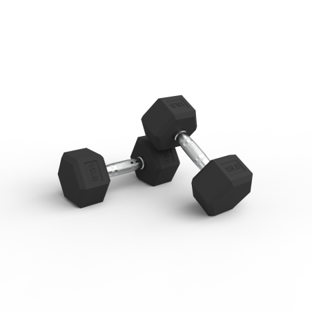 Par Mancuernas Hexagonales de Caucho 15Lbs