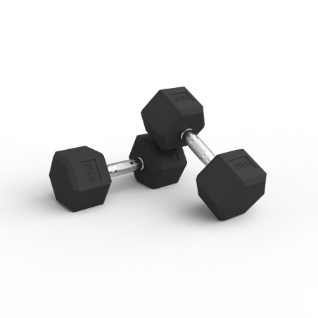 Par Mancuernas Hexagonales de Caucho 25Lbs