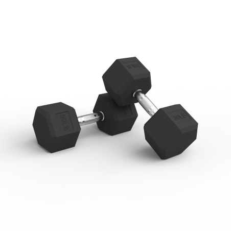 Par Mancuernas Hexagonales de Caucho 30Lbs
