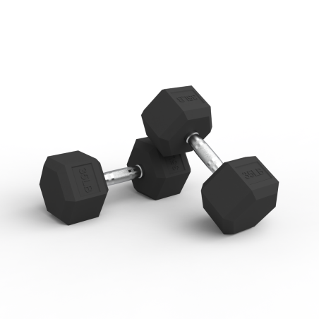 Par Mancuernas Hexagonales de Caucho 35Lbs