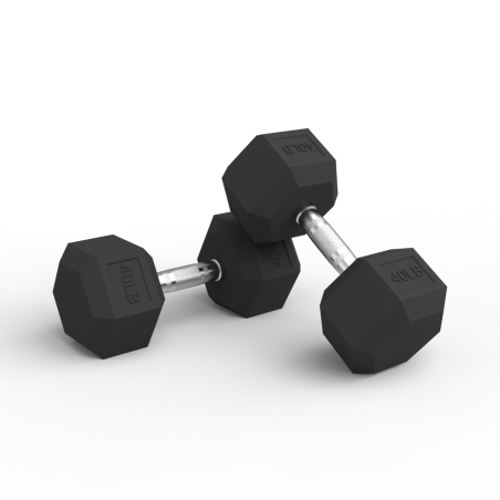 Par Mancuernas Hexagonales de Caucho 40Lbs