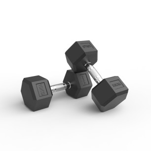 Par Mancuernas Hexagonales de Caucho 10kg - 2da Selección | HWM®