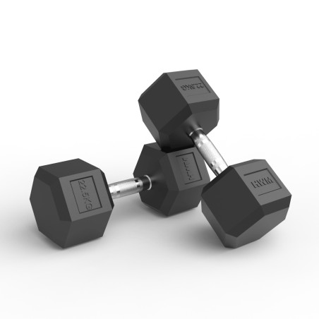 Par Mancuernas Hexagonales de Caucho 22.5kg | 2da Selección | HWM®