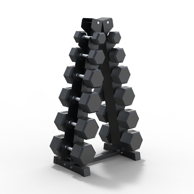 Pack 105kg Mancuernas Hexagonales + Rack Vertical | HWM®