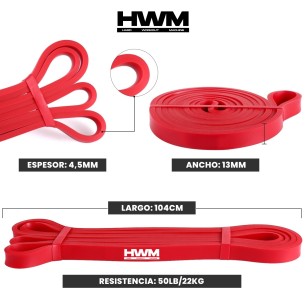 Banda de Resistencia X-Light 13mm 25lbs Rojo | HWM