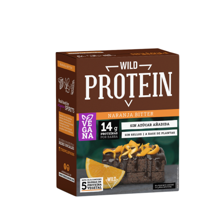 Barritas de Proteína Wild Protein Vegana Naranja Bitter (Caja 5 Unidades) | WILD FOODS