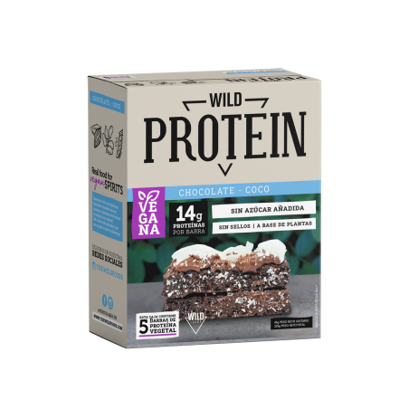 Barritas de Proteína Wild Protein Vegana Chocolate Coco (Caja 5 Unidades) | WILD FOODS